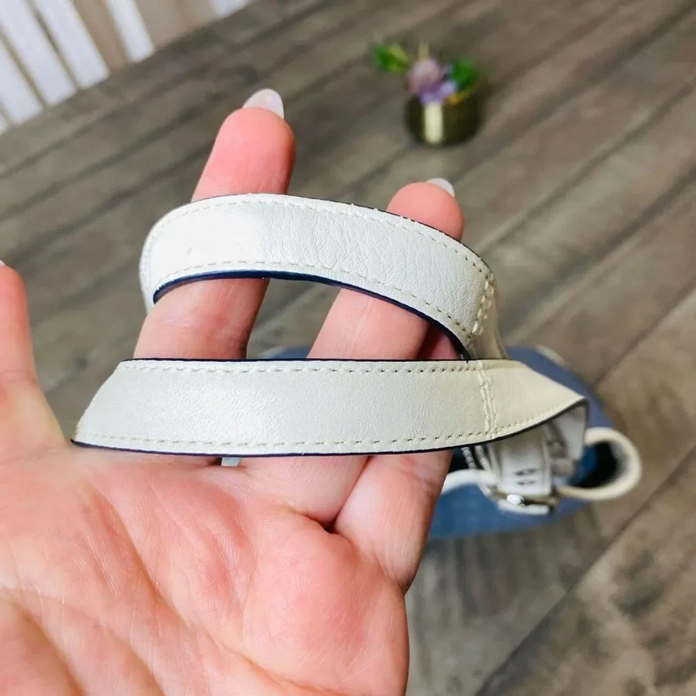 Coach Blue Canvas White Leather Trim Double Handles Shoulder Bag - Picture 7 of 10